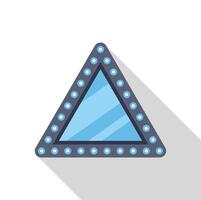 Triangle window with blue glass and round lamps is shining on white background vector