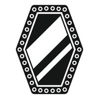 Hexagon mirror with circle frame reflecting light icon vector