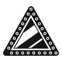 Striped triangle road sign indicating dangerous curve ahead vector