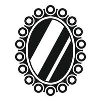 Oval mirror with round frame reflecting light icon simple style vector