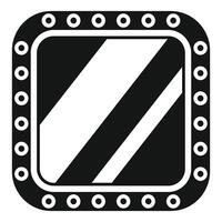 Square porthole with metal frame icon showing diagonal lines vector