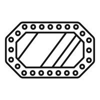 Octagon mirror with light bulbs shining brightly outline vector