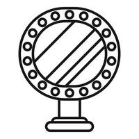 Round makeup mirror with bulbs is standing on a stand vector