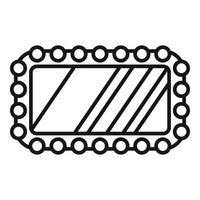 Rectangular mirror with round frame line icon vector