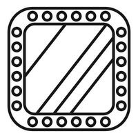 Square porthole with rounded corners showing diagonal bars icon vector