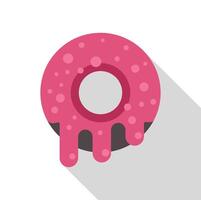 Pink donut dripping icing flat design food icon vector