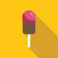 Chocolate ice cream on stick with strawberry glaze minimalist icon vector