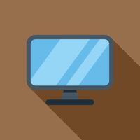 Modern computer monitor displaying blank screen with long shadow vector