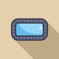 Airplane window with long shadow showing empty blue sky vector