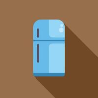Blue refrigerator standing in the room with long shadow vector