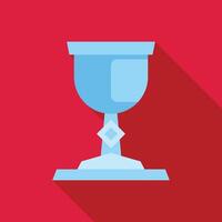Silver chalice standing on red background with long shadow vector