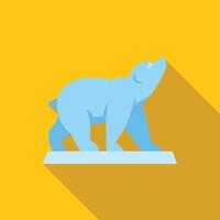 Polar bear walking on ice floe with long shadow vector