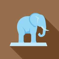 Blue elephant standing on a pedestal with its trunk down vector