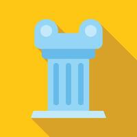Blue ionic order column casting long shadow on yellow background vector
