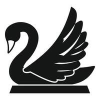 Black swan spreading its wings in simple style icon vector