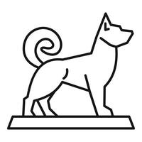 Line art style icon of a dog standing on a pedestal vector