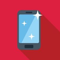Clean smartphone display shining on red background vector