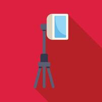 Smartphone mounted on tripod capturing video content with red background vector