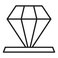 Line icon style illustration of a diamond resting on a surface vector