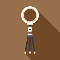 Round led lamp for streaming standing on tripod on brown background vector
