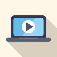 Laptop displaying video streaming service with play button icon vector