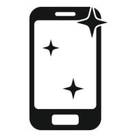 Clean smartphone display showing shining stars icon vector