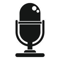 Black microphone icon representing audio recording for radio podcast or music studio session vector