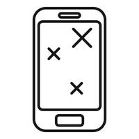 Smartphone showing three cross marks on the screen vector