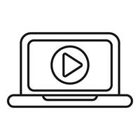 Laptop showing play button for online video streaming vector
