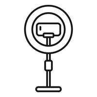 Smartphone streaming using ring light on tripod stand icon vector outline