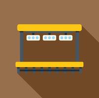 Empty bus stop at night with glowing lights flat design icon with long shadow vector