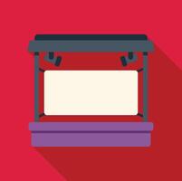 Empty stage with spotlights and blank banner hanging from it vector