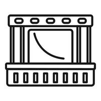 Empty theatre stage with drawn curtain and illuminated ramp icon outline vector