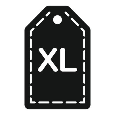 Black friday xl size clothing tag icon, simple style