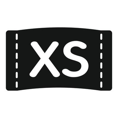 Black clothing label with xs size sign showing