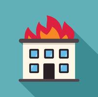 Big fire burning on the roof of a residential building vector