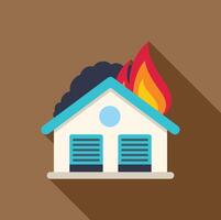Garage on fire with smoke billowing out, a symbol of property damage and safety hazards vector
