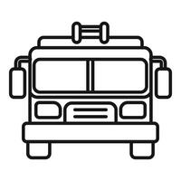 Firetruck front view line icon representing firefighting and emergency response vehicles vector