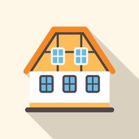 Small detached house with attic windows casting long shadow vector