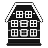 Gingerbread house covered in icing with windows icon silhouette vector
