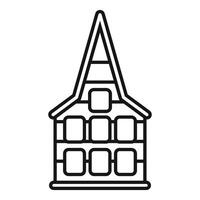 Simple black and white icon style illustration of a building with a steep roof and square windows vector