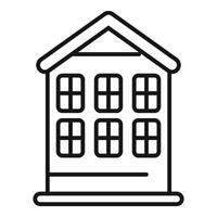 Simple line drawing of a three story building with six windows vector