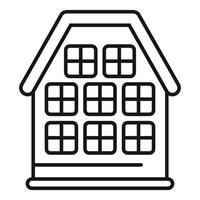 Gingerbread house with icing and square windows line icon vector