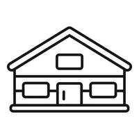Black line vector icon of one story building with garage