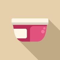 Pink plastic container with blank label for branding, packaging design vector