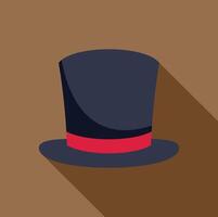 Black top hat with red ribbon casting long shadow vector