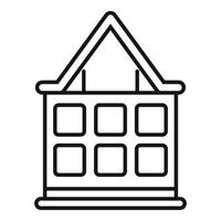 Building facade with roof having nine windows icon vector