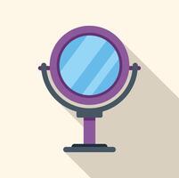 Round desktop makeup mirror standing on table surface vector