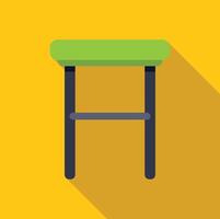 Bar stool with green upholstery casting long shadow on yellow background vector