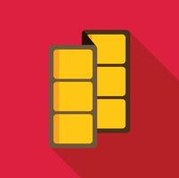 Yellow sim card chip for smartphone showing contacts on red background vector